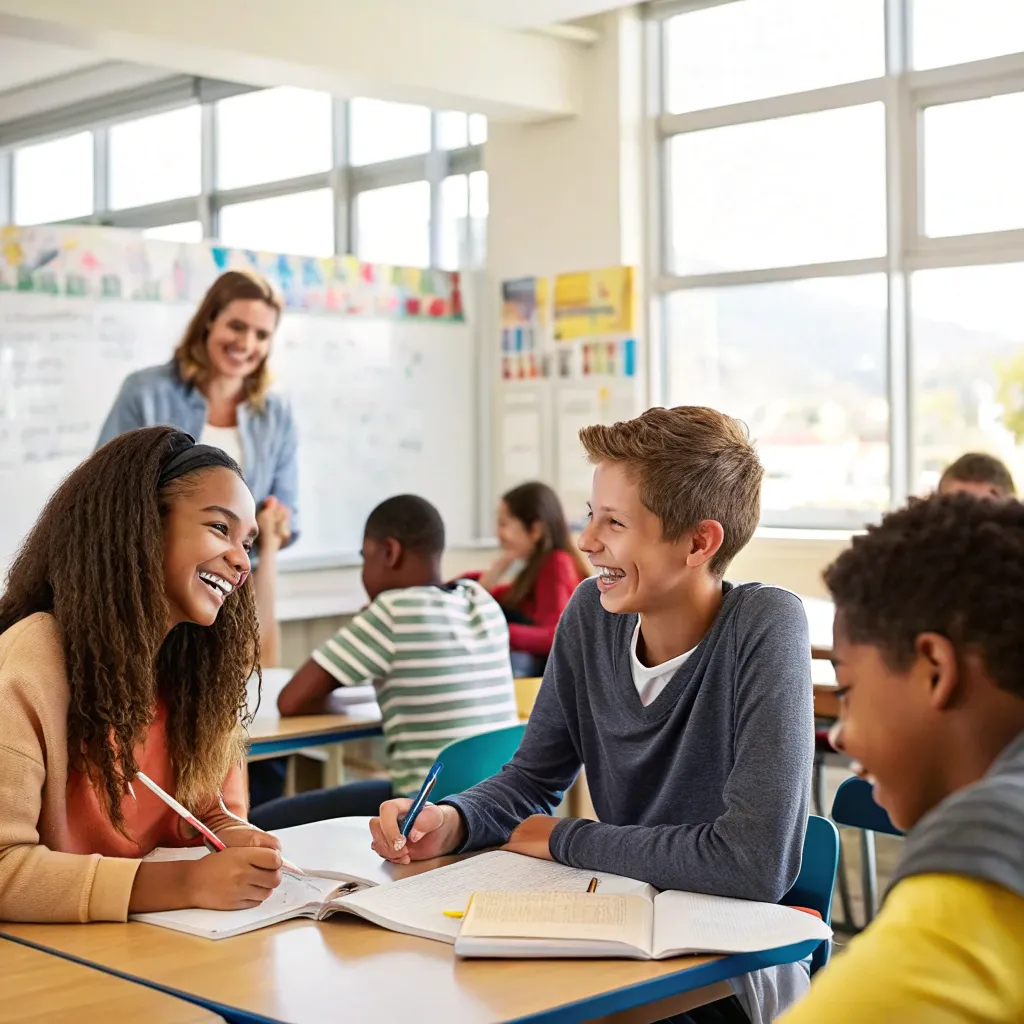 Group of students enjoying class
